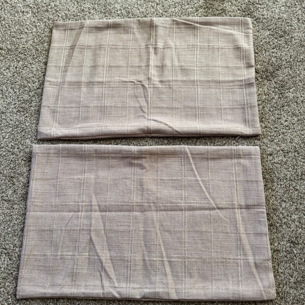 Taupe Woven Grid Lumber Pillow Covers Set of 2 18"x12"